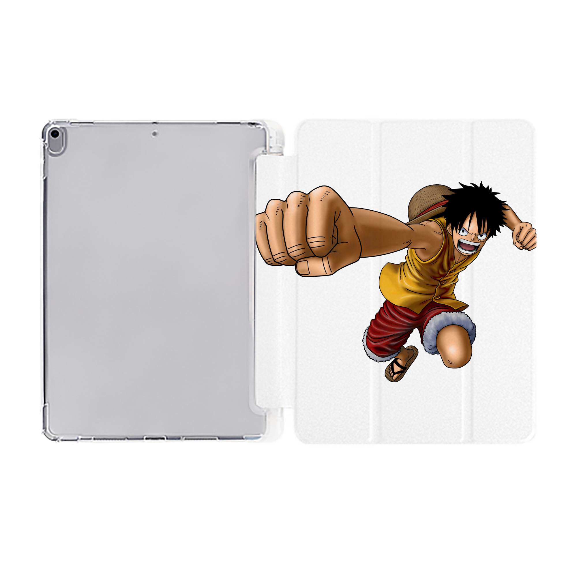 （画像用） ワンピース モンキー・D・ルフィ ONE PIECE Monkey D. Luffy IPad ケース ペン収納付き 三つ折りスタンド PUレザー×シリコン 対応機種9.5/10.5/10.9インチ